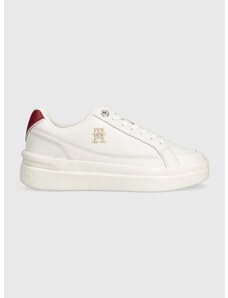 Δερμάτινα αθλητικά παπούτσια Tommy Hilfiger TH ELEVATED COURT SNEAKER χρώμα: άσπρο, FW0FW07568