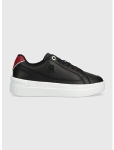 Δερμάτινα αθλητικά παπούτσια Tommy Hilfiger TH ELEVATED COURT SNEAKER χρώμα: μαύρο, FW0FW07568