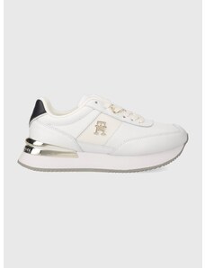 Δερμάτινα αθλητικά παπούτσια Tommy Hilfiger TH ELEVATED FEMININE RUNNER GLD χρώμα: άσπρο, FW0FW07306
