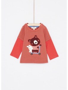 DPAM Βρεφική Μακρυμάνικη Μπλούζα για Αγόρια Πορτοκαλί Stripes - ΚΟΚΚΙΝΟ