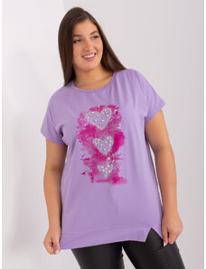 Fashionhunters Light purple plus size cotton blouse with application