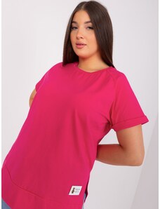 Fashionhunters Basic blouse with short sleeves fuchsia size plus