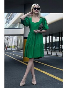 Madmext Green Basic Short Dress with Decollete