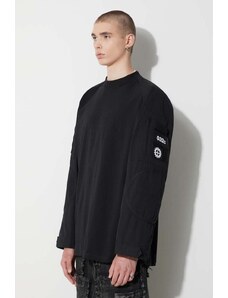Βαμβακερή μπλούζα με μακριά μανίκια 032C χρώμα: μαύρο