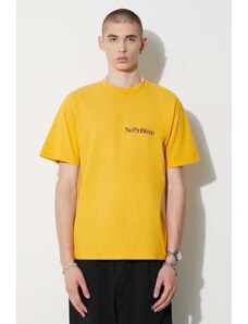 Βαμβακερό μπλουζάκι Aries χρώμα: κίτρινο