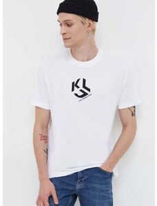 Βαμβακερό μπλουζάκι Karl Lagerfeld Jeans χρώμα: άσπρο