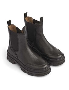 Παιδικές δερμάτινες μπότες τσέλσι Liewood χρώμα: μαύρο