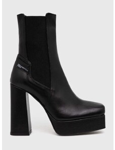 Δερμάτινες μπότες τσέλσι Karl Lagerfeld Jeans STAK HEEL II γυναικείες, χρώμα: μαύρο, KLJ93140 F3KLJ93140