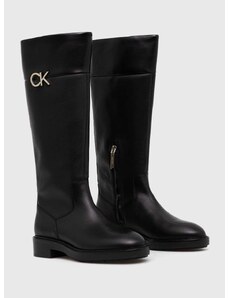 Μπότες Calvin Klein RUBBER SOLE KNEE BOOT W/HW χρώμα: μαύρο, HW0HW01689 F3HW0HW01689