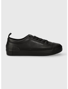 Δερμάτινα ελαφριά παπούτσια Calvin Klein Jeans VULCANIZED LACEUP LOW LTH χρώμα: μαύρο, YM0YM00795
