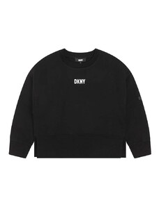 Παιδική βαμβακερή μπλούζα DKNY χρώμα: μαύρο