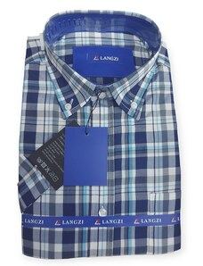 ανδρικο κοντομανικο πουκαμισο langzi - μπλε