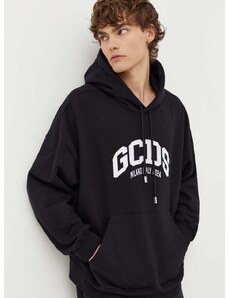 Βαμβακερή μπλούζα GCDS χρώμα: μαύρο, με κουκούλα