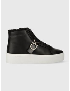 Δερμάτινα ελαφριά παπούτσια Calvin Klein FLATFORM CUPSOLE HIGHTOP W/HW WL χρώμα: μαύρο, HW0HW01667 F3HW0HW01667