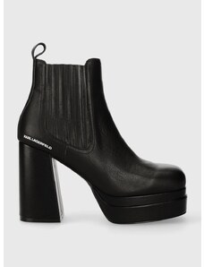 Δερμάτινες μπότες τσέλσι Karl Lagerfeld STRADA γυναικείες, χρώμα: μαύρο, KL30143 F3KL30143