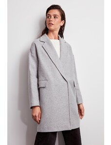 Trendyol Μοντέρνο γκρι oversize μάλλινο παλτό