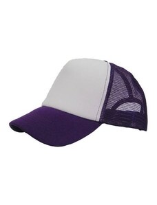 Atlantis Rapper 847 Πεντάφυλλο Καπέλο Trucker Τζόκεϊ 100% πολυέστερ, Χρώμα White / Purple, Μέγεθος One Size