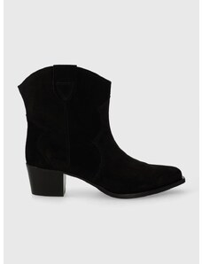 Καουμπόικες μπότες σουέτ Charles Footwear Viola γυναικείες, χρώμα: μαύρο, Viola.Western.B.L.B