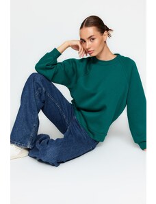 Trendyol Emerald Relaxed Fit Basic Raglan Sleeve Crew Neck Knitted Sweatshirt