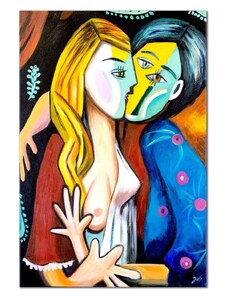 Inne Αναπαραγωγή ζωγραφισμένη σε λάδι Pablo Picasso, Pocałunek, 60 x 90 cm