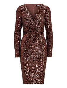 RALPH LAUREN Φορεμα Soft Drapey Sequin-Cocktail Dress 253918920001 bronze