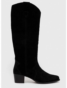 Μπότες σούετ Charles Footwear Viola γυναικείες, χρώμα: μαύρο, Viola.Western.B.H.B