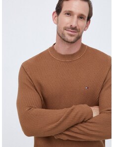 Βαμβακερό πουλόβερ Tommy Hilfiger χρώμα: καφέ