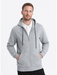 Ombre Men's unbuttoned hooded sweatshirt - grey melange