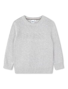Παιδικό βαμβακερό πουλόβερ BOSS χρώμα: γκρι