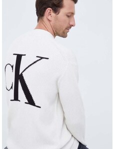 Βαμβακερό πουλόβερ Calvin Klein Jeans χρώμα: μπεζ