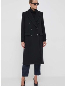 Μάλλινο παλτό Sisley χρώμα: μαύρο