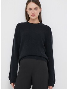 Μάλλινο πουλόβερ Tommy Hilfiger γυναικεία, χρώμα: μαύρο