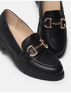 INSHOES Flat μονόχρωμα loafers με μεταλλική αγκράφα Μαύρο