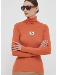 Πουλόβερ Calvin Klein Jeans χρώμα: πορτοκαλί