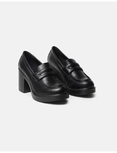 INSHOES Basic μονόχρωμα loafers με τετράγωνο τακούνι Μαύρο