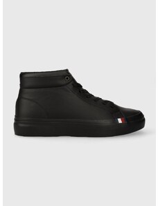 Πάνινα παπούτσια Tommy Hilfiger MODERN VULC LTH HI WL χρώμα: μαύρο, FM0FM04820