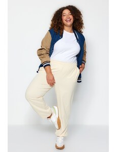 Trendyol Curve Μπεζ Basic Jogger Πλεκτό Ελαστικό Παντελόνι Μανσέτας
