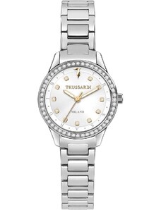 TRUSSARDI T-Sky Crystals - R2453151505, Silver case with Stainless Steel Bracelet
