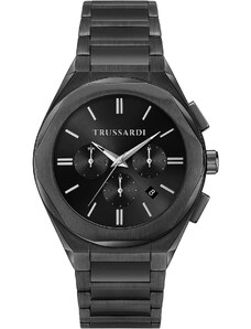 TRUSSARDI Brink Dual Time - R2453156002, Black case with Stainless Steel Bracelet