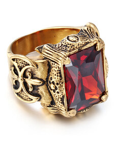 ΟΕΜ Ανδρικό δαχτυλίδι monster χρυσό με κόκκινη πέτρα
