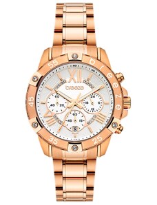 BREEZE Spectacolo 212441.4 Crystals Chrono Rose Gold Stainless Steel Bracelet