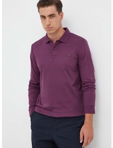 Βαμβακερή μπλούζα με μακριά μανίκια Calvin Klein χρώμα: μοβ