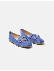 INSHOES Flat loafers με strass με μεταλλική λεπτομέρεια Μπλε