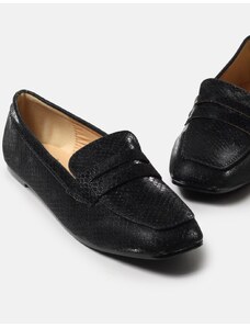 INSHOES Flat μονόχρωμα loafers με ιδιαίτερο μοτίβο Μαύρο