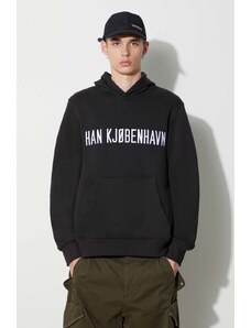 Βαμβακερή μπλούζα Han Kjøbenhavn χρώμα: μαύρο, με κουκούλα