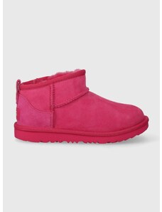 Μπότες χιονιού σουέτ για παιδιά UGG KIDS CLASSIC ULTRA MINI χρώμα: ροζ F30