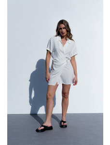 CLP Texture Shirt Dress - Λευκό, M