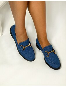 INSHOES Flat μονόχρωμα loafers με μεταλλική αγκράφα Τζιν