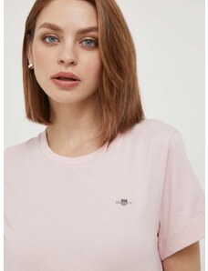 Βαμβακερό μπλουζάκι Gant χρώμα: ροζ