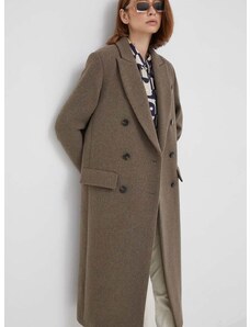 Μάλλινο παλτό Sisley χρώμα: μπεζ